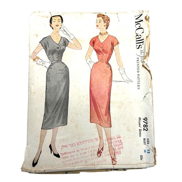 McCalls Vintage 1950's Pattern #9782 Women's Dress Size 12 - Picture 1 of 6